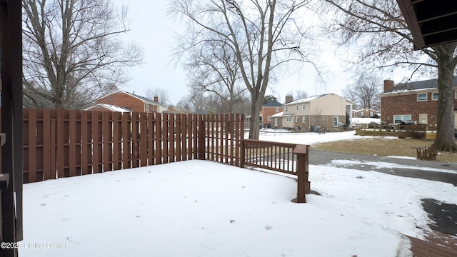 view of yard covered in snow