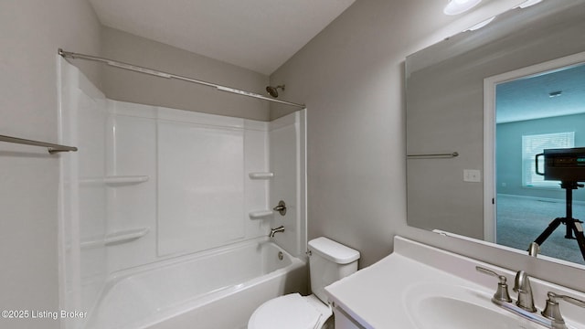 full bathroom with vanity, toilet, and tub / shower combination