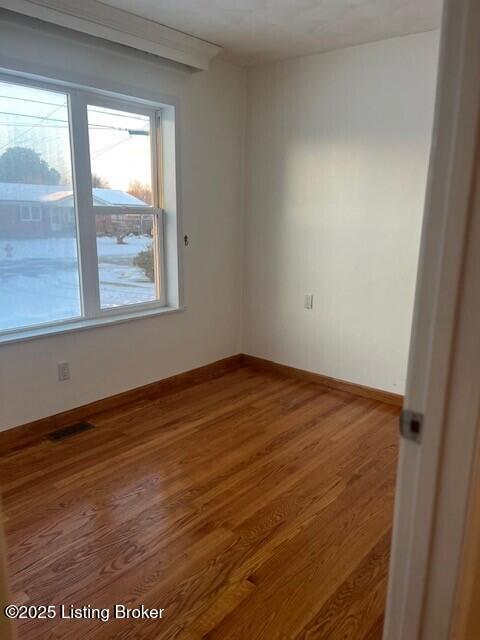 spare room featuring wood-type flooring