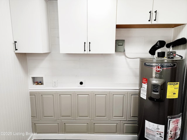 utility room with electric water heater