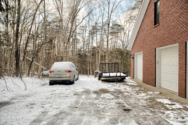 exterior space with a garage