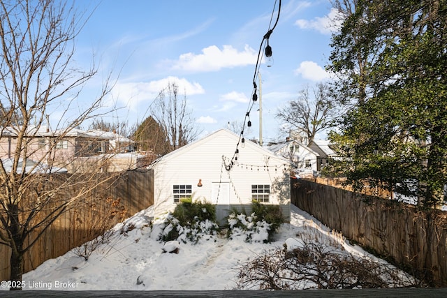 view of snow covered exterior