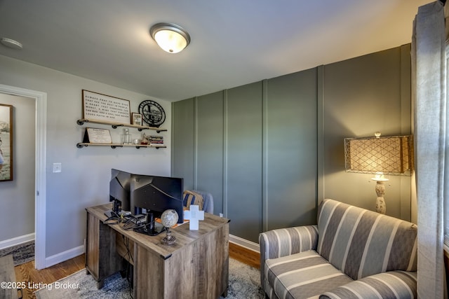 office space featuring hardwood / wood-style flooring