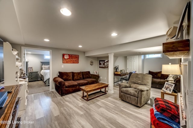 living room featuring light hardwood / wood-style floors