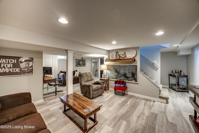 living room featuring light hardwood / wood-style floors