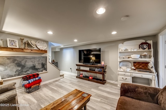 living room featuring light wood-type flooring