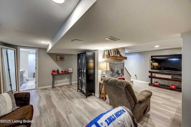 living room featuring light hardwood / wood-style flooring