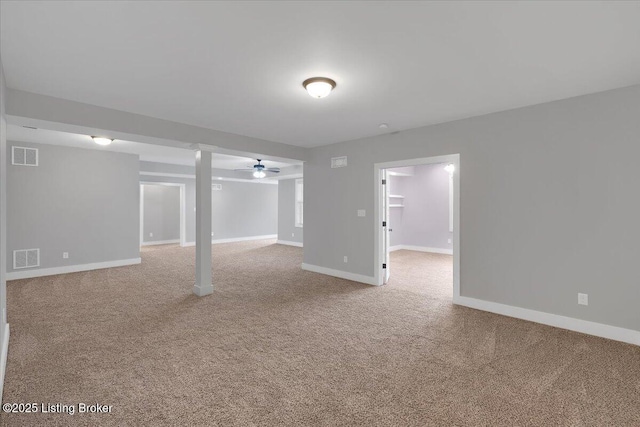 basement with carpet floors