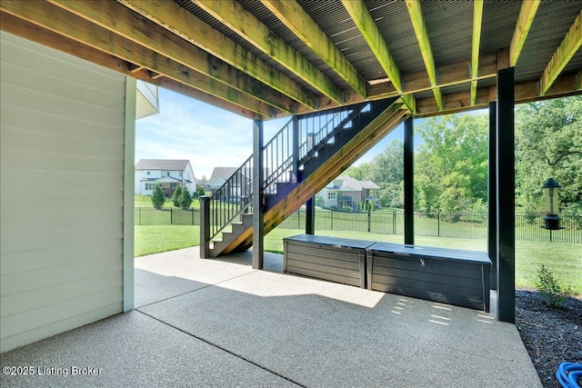 view of patio / terrace featuring a hot tub