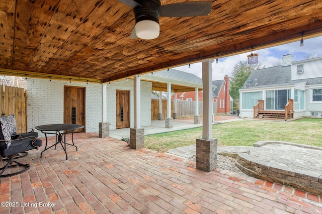 view of patio with ceiling fan