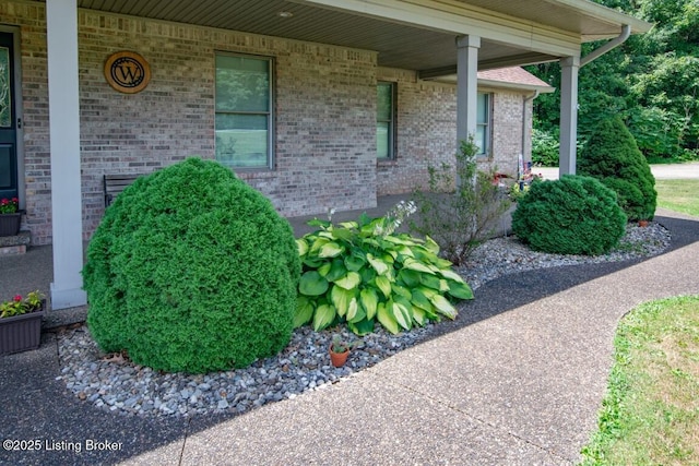 view of exterior entry with covered porch