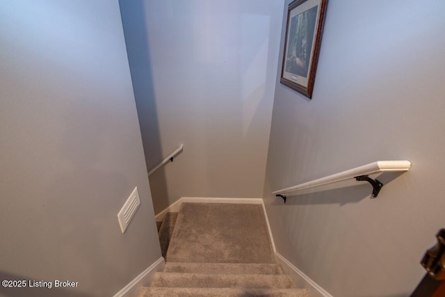 stairway with carpet floors