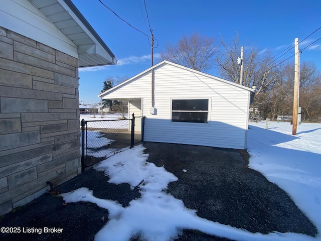 view of snow covered exterior