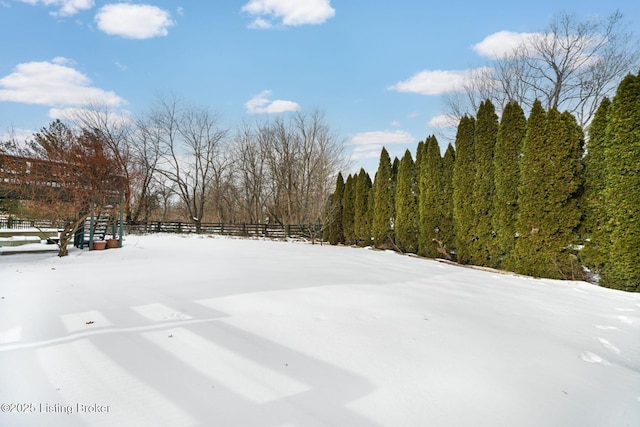 view of yard covered in snow