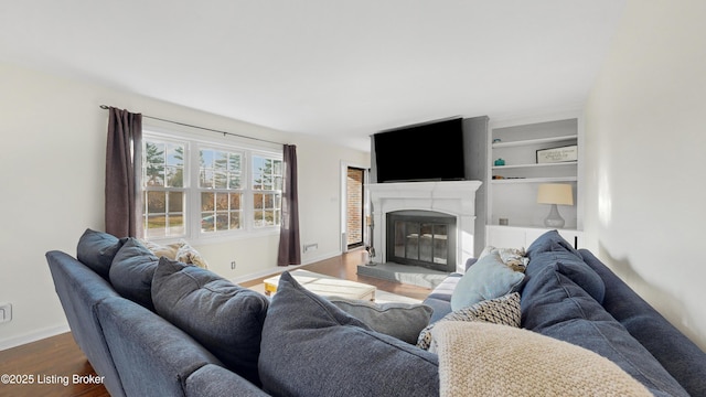 living room with hardwood / wood-style flooring