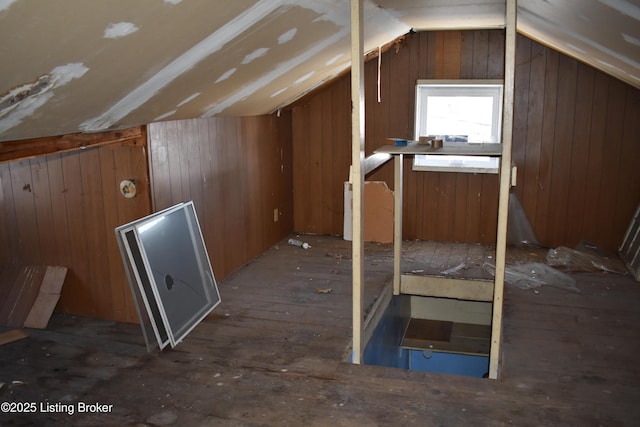 view of unfinished attic