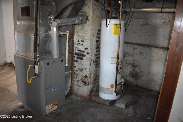 utilities with gas water heater and heating unit