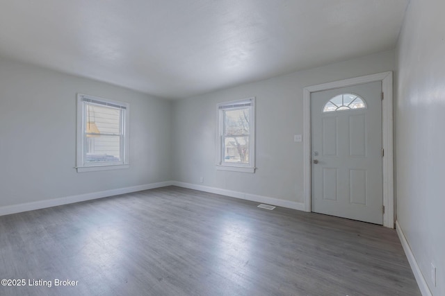 foyer entrance with a healthy amount of sunlight and hardwood / wood-style floors