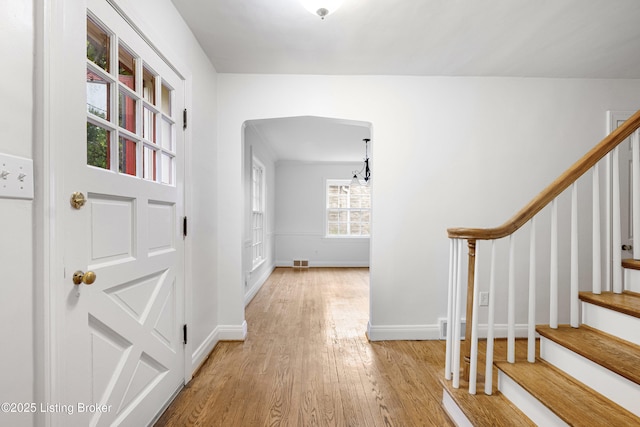 foyer entrance featuring light hardwood / wood-style floors