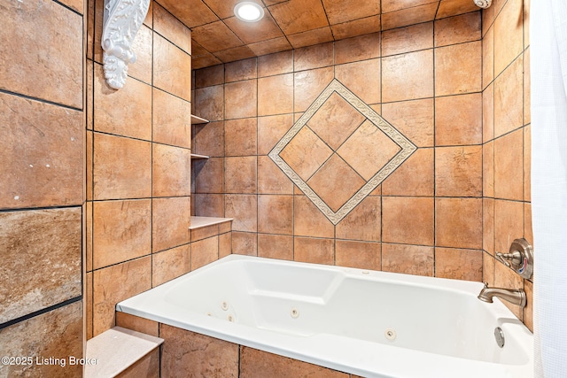 bathroom with tile walls