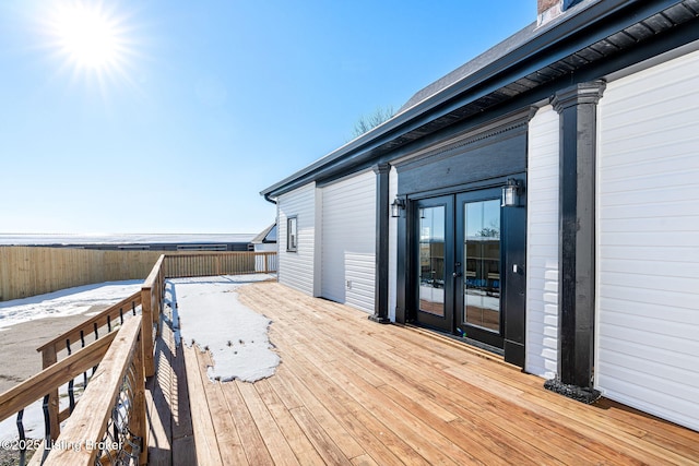 wooden terrace with french doors