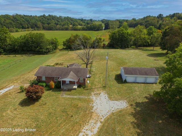 drone / aerial view featuring a rural view