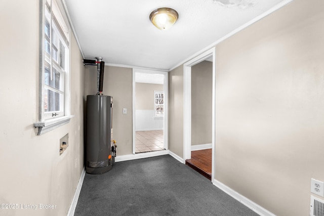 hallway featuring gas water heater