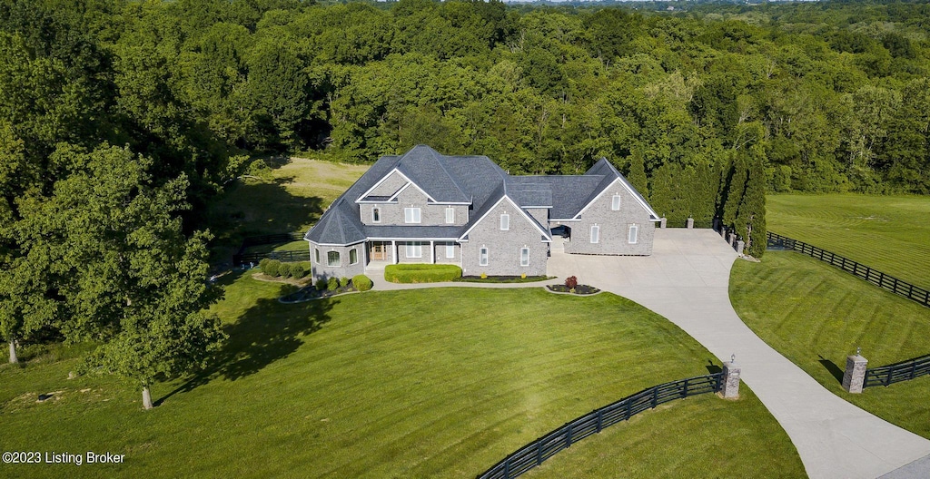 drone / aerial view featuring a rural view