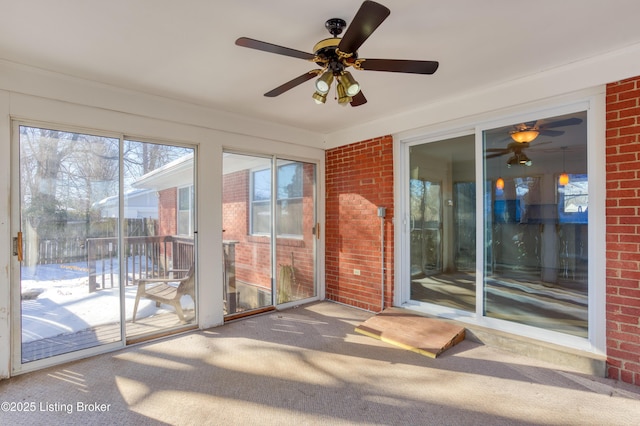 view of unfurnished sunroom