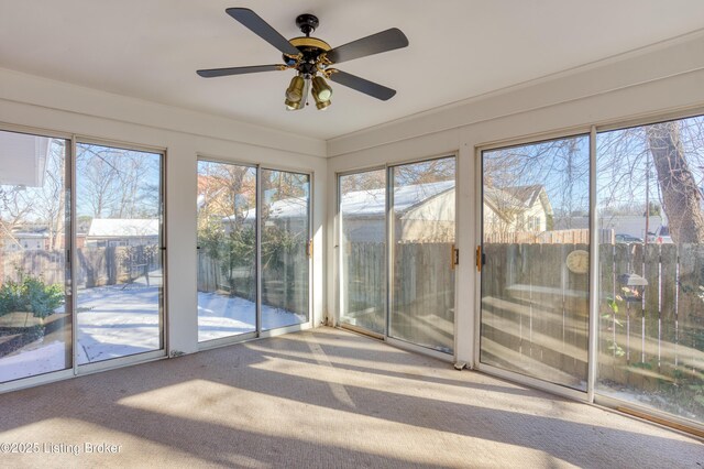 view of unfurnished sunroom