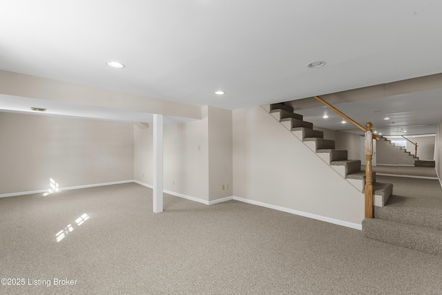 basement featuring carpet