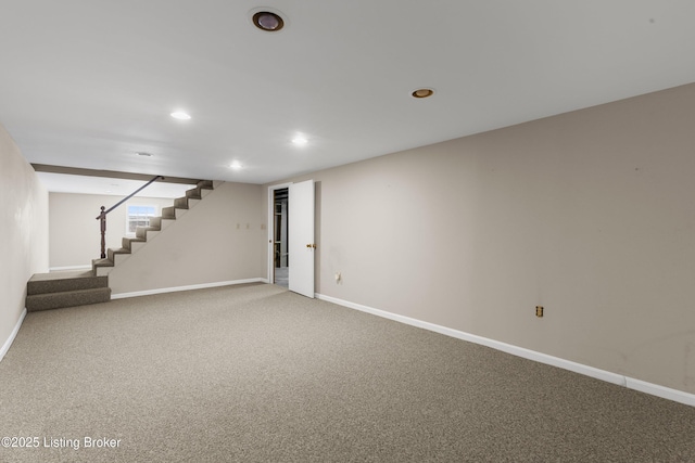 basement with carpet floors