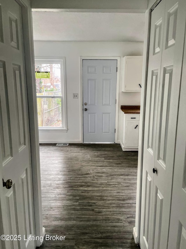 entrance foyer with dark hardwood / wood-style flooring