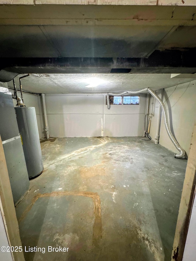 basement with gas water heater