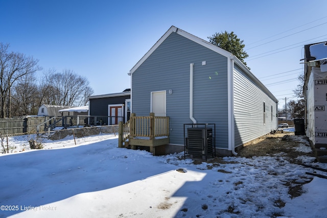 view of snow covered property