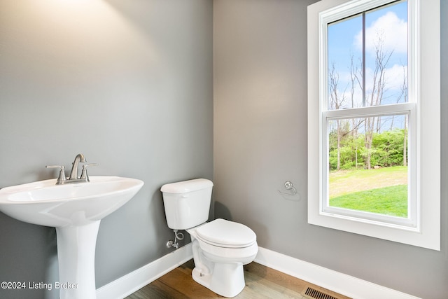 bathroom featuring toilet and hardwood / wood-style floors