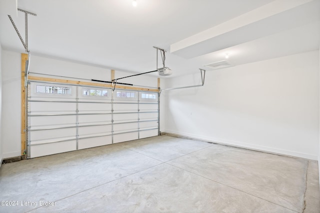 garage with a garage door opener