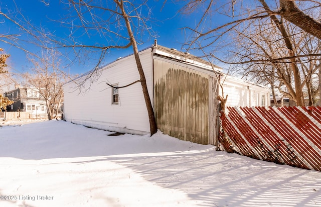 view of snow covered exterior