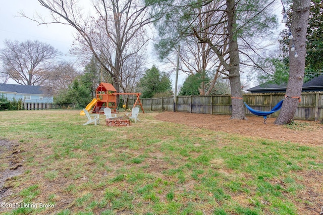 view of yard featuring a playground