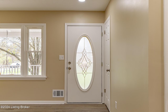 entryway featuring hardwood / wood-style flooring