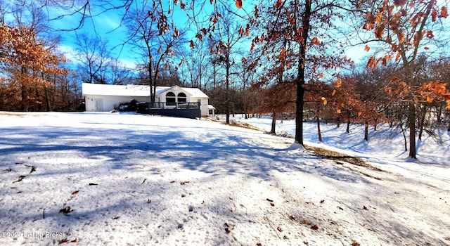 view of yard layered in snow