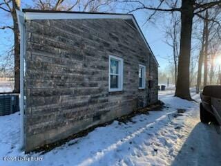 view of snow covered property