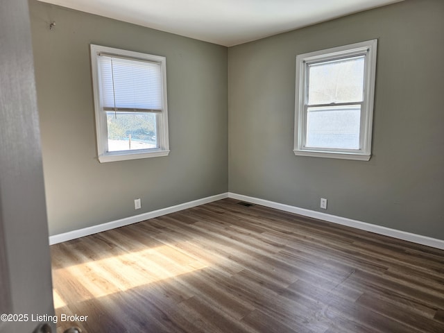 spare room featuring wood-type flooring and a wealth of natural light