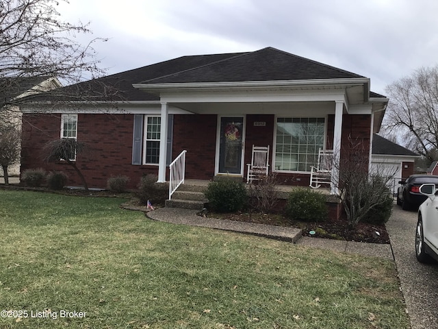 view of front of house with a front lawn and a porch