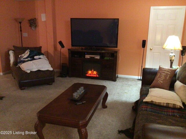 living room with carpet floors