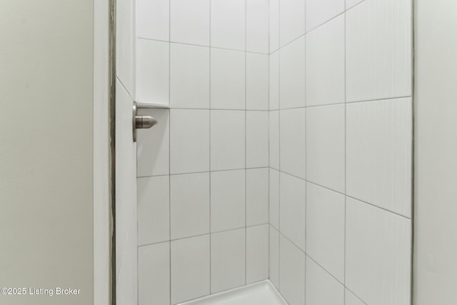 interior details featuring tiled shower