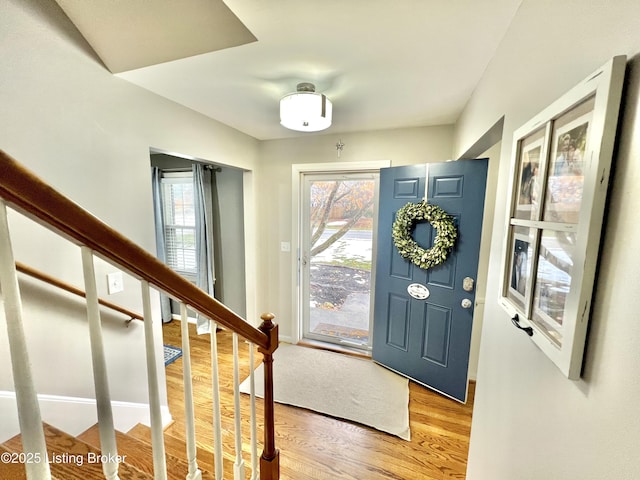 entrance foyer featuring plenty of natural light and hardwood / wood-style floors