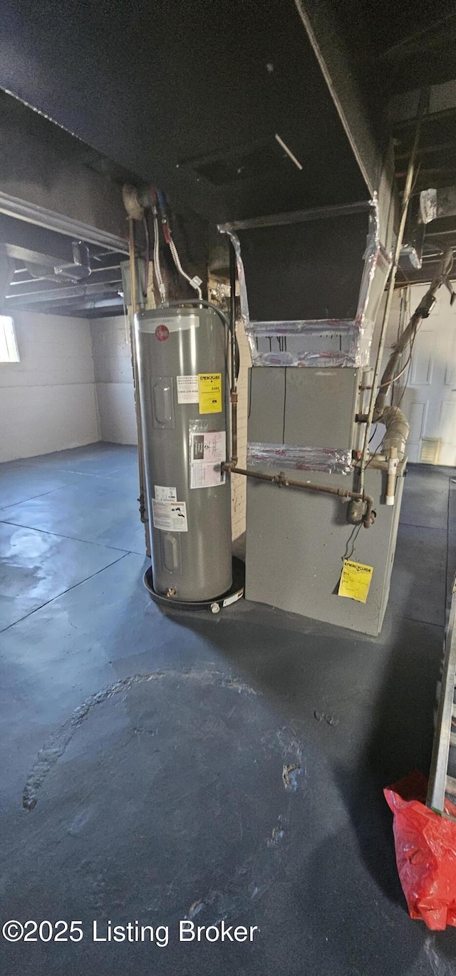 utility room with water heater