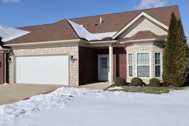 single story home with a garage