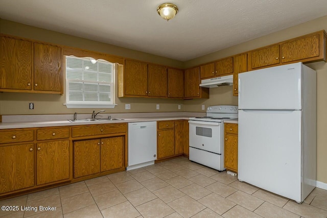 kitchen with sink and white appliances